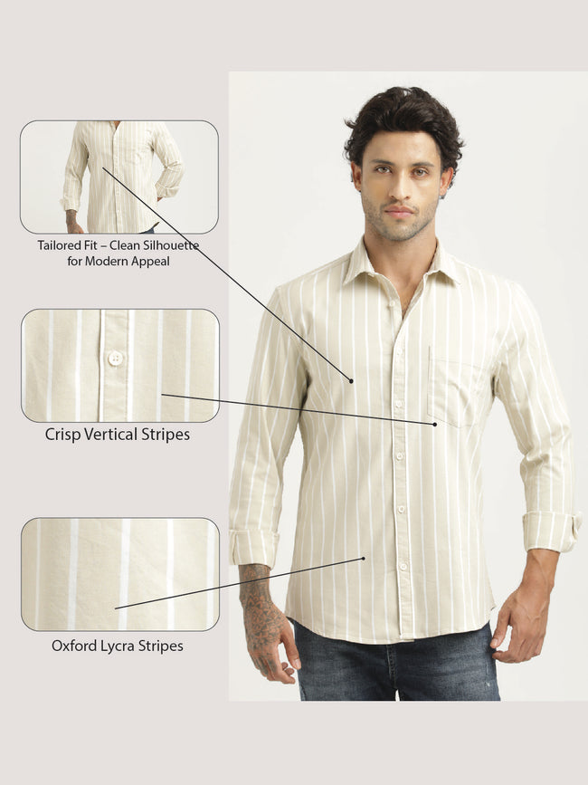 Men Striped Oxford Lycra Shirt