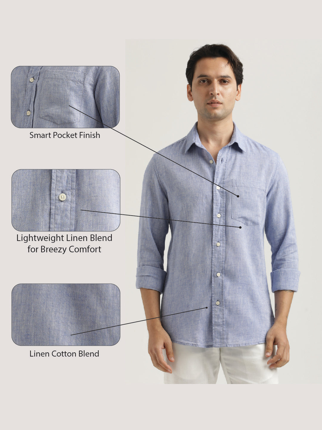 Men Linen-Cotton Blend Shirt