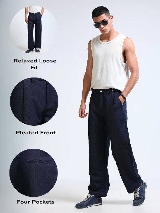Men Blue Casual Trousers