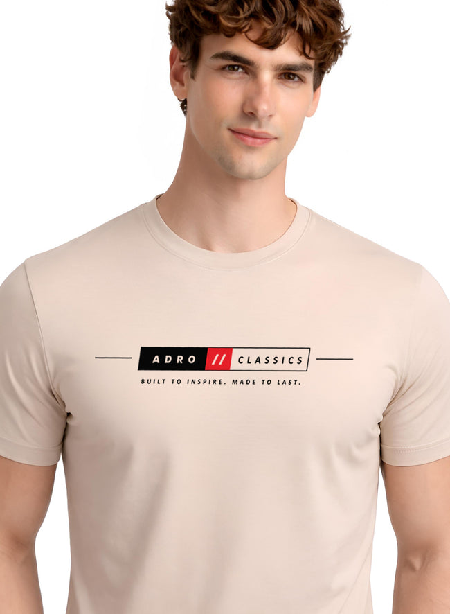 Men Beige Classic Printed T-Shirt