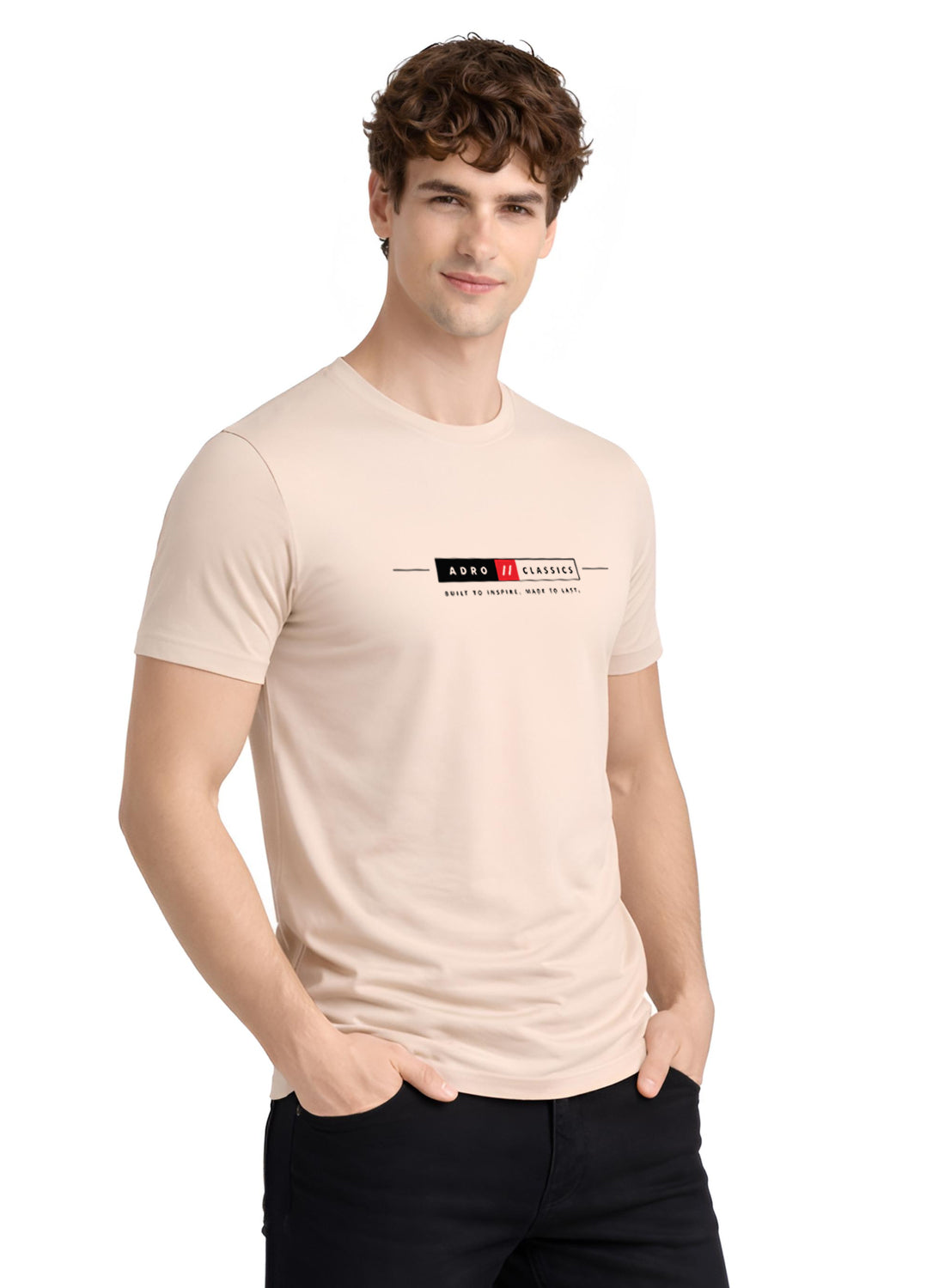 Men Beige Classic Printed T-Shirt