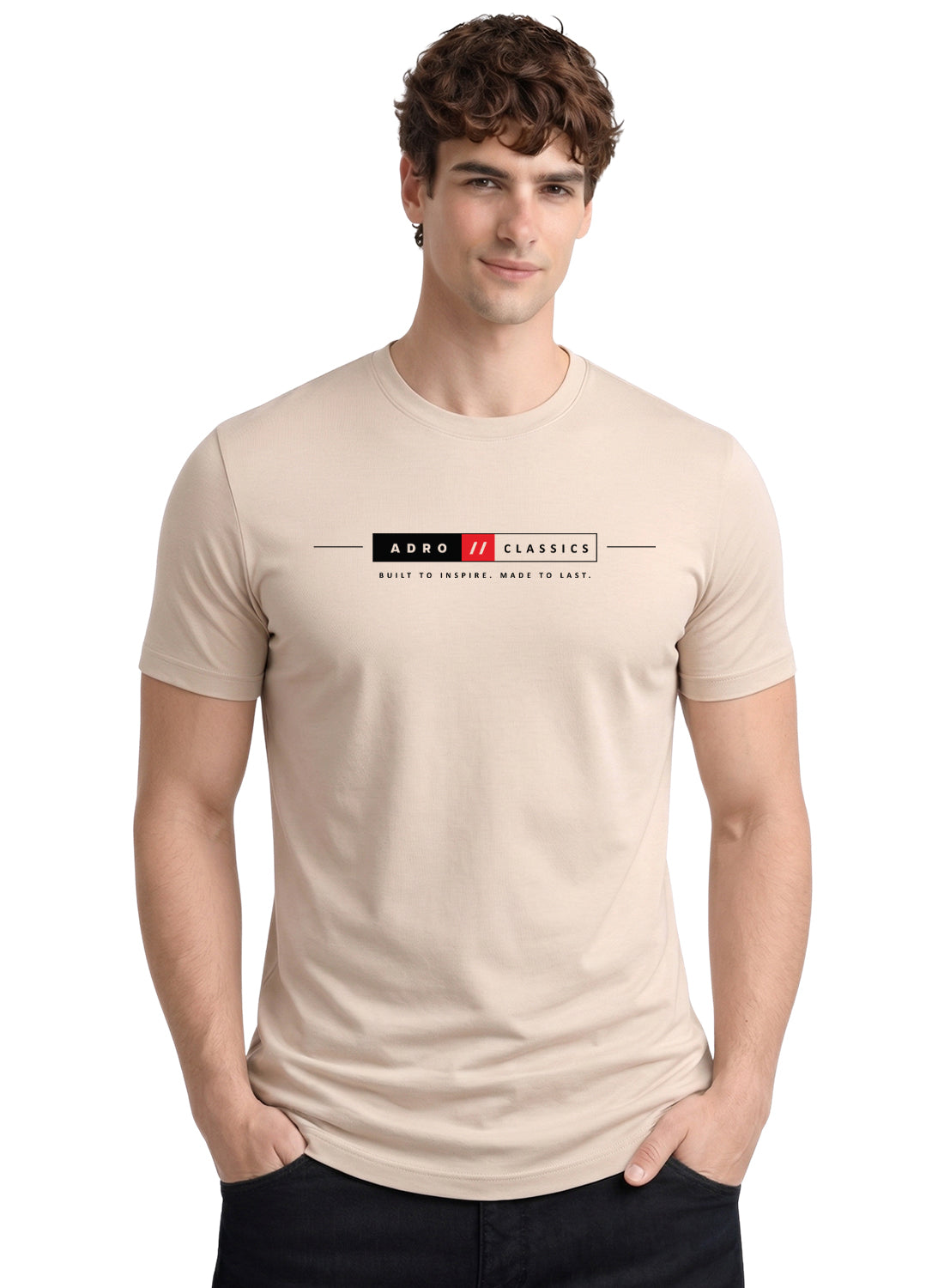 Men Beige Classic Printed T-Shirt