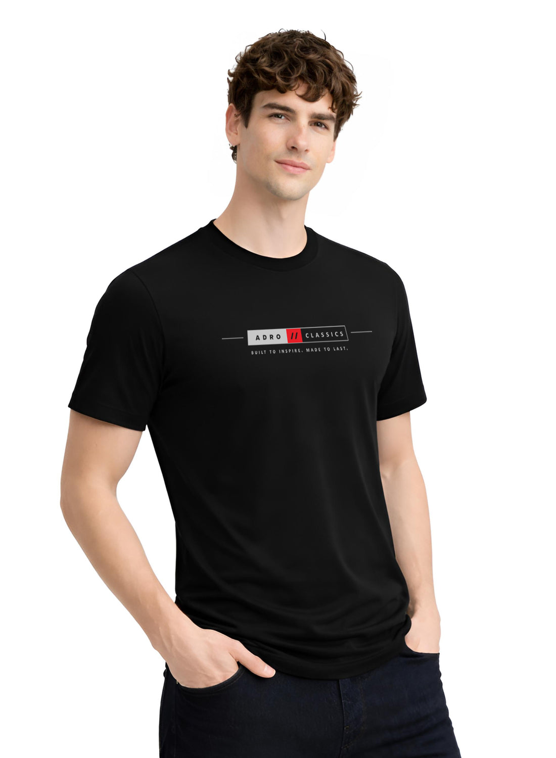 Men Black Classic Printed T-Shirt