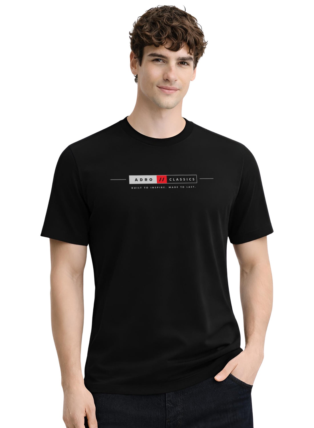 Men Black Classic Printed T-Shirt