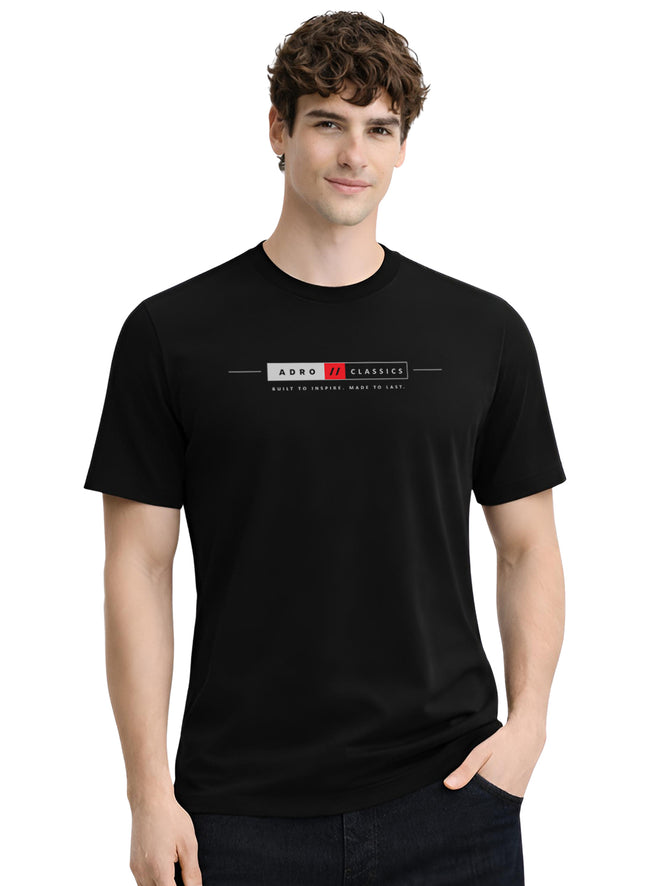 Men Black Classic Printed T-Shirt