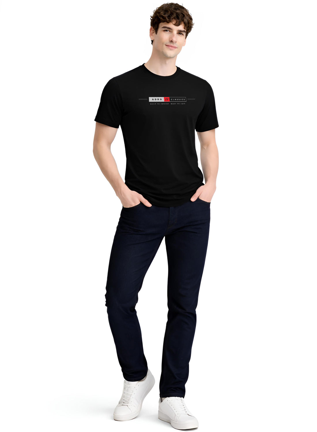 Men Black Classic Printed T-Shirt