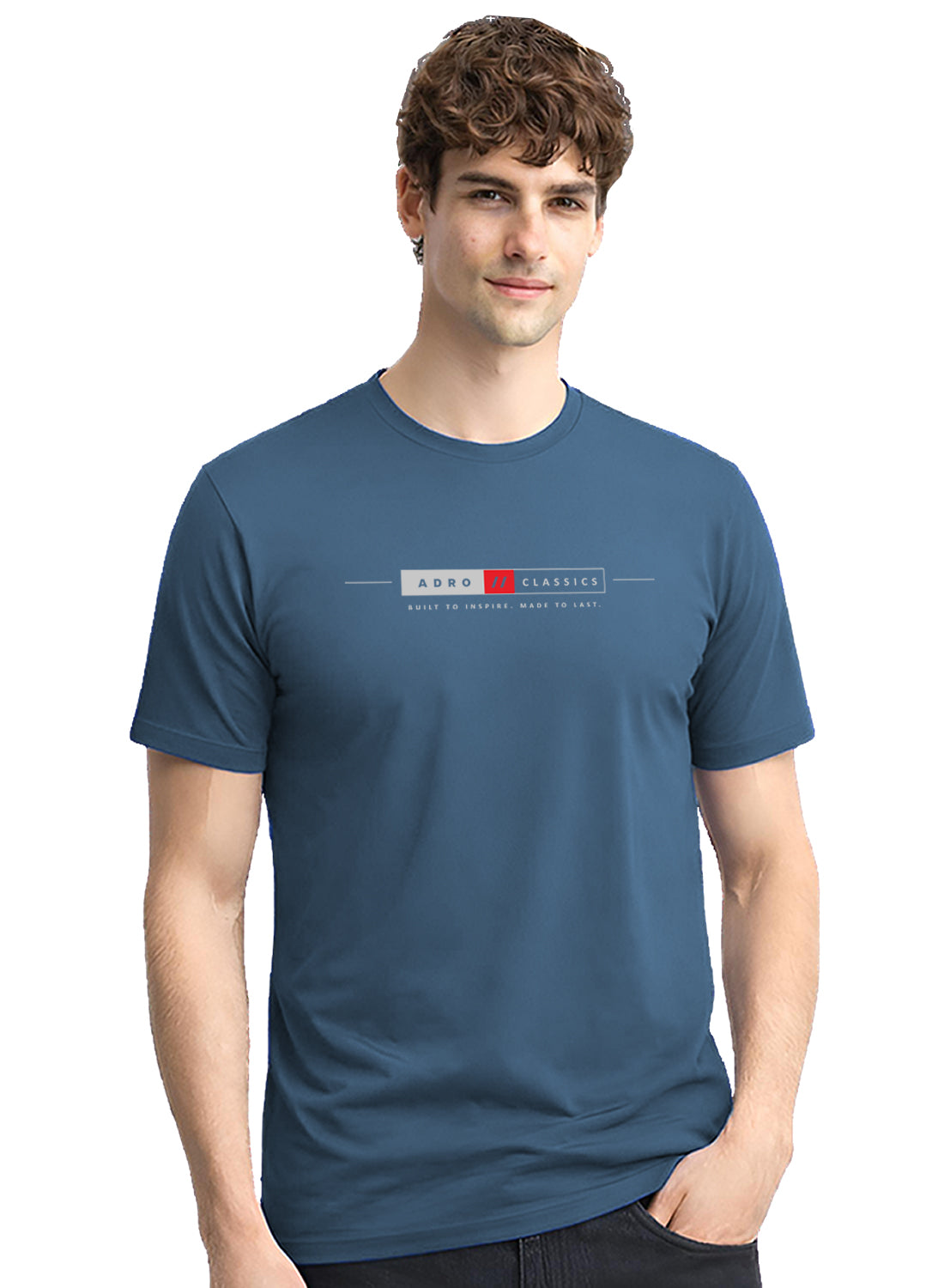 Men Blue Classic Printed T-Shirt