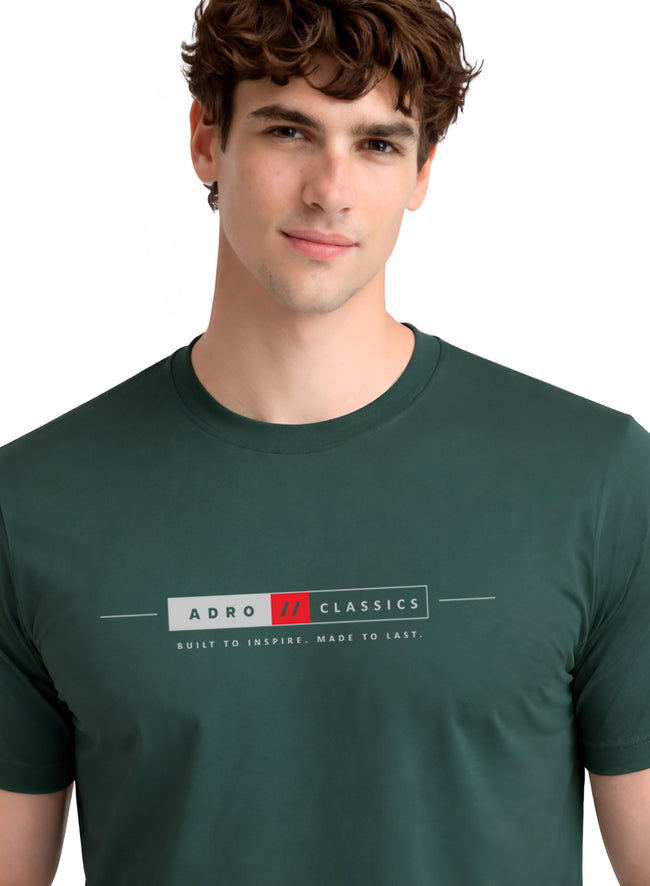 Men Green Classic Printed T-Shirt