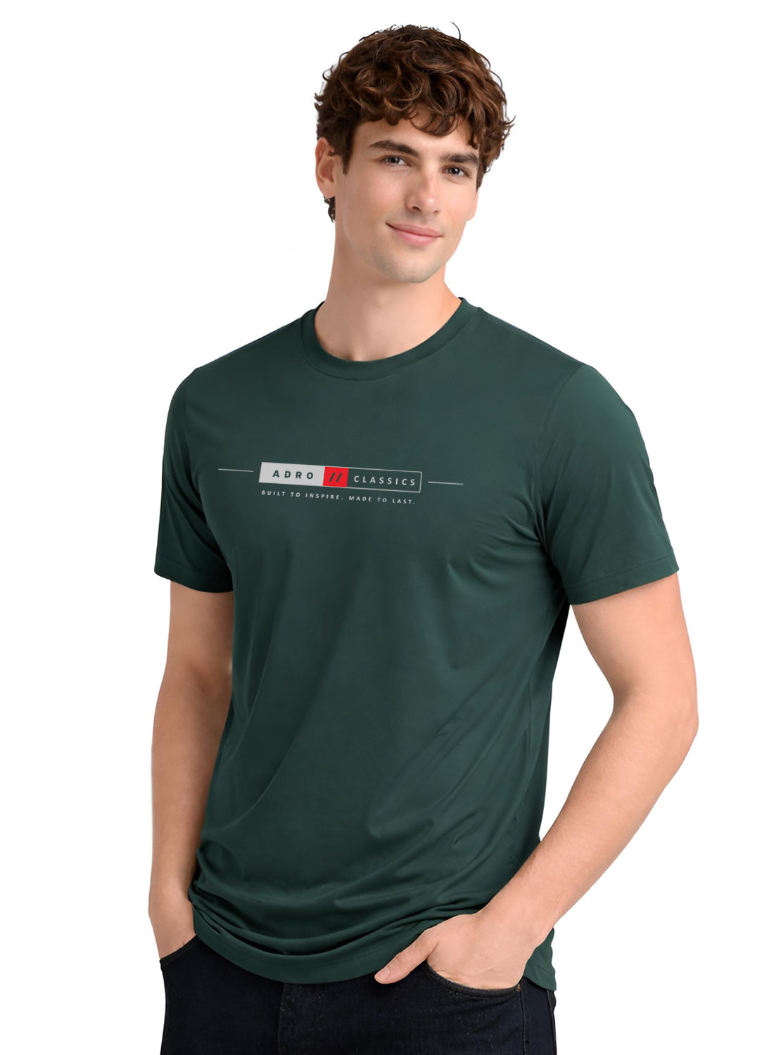 Men Green Classic Printed T-Shirt