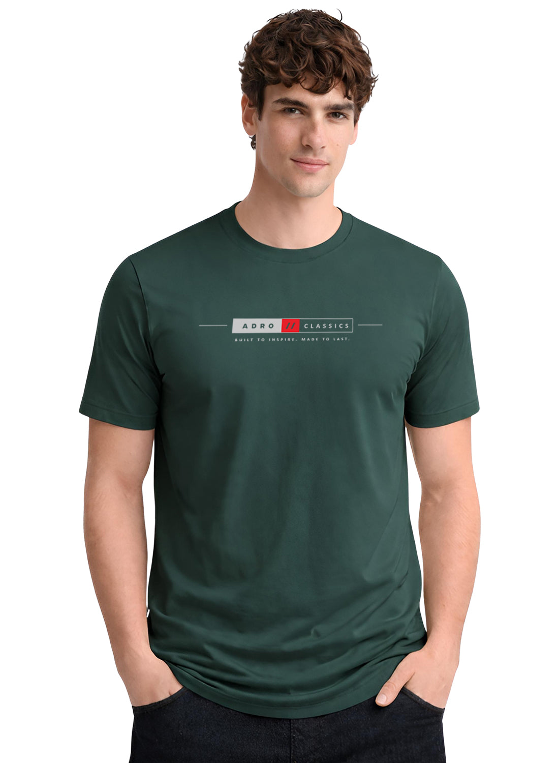 Men Green Classic Printed T-Shirt