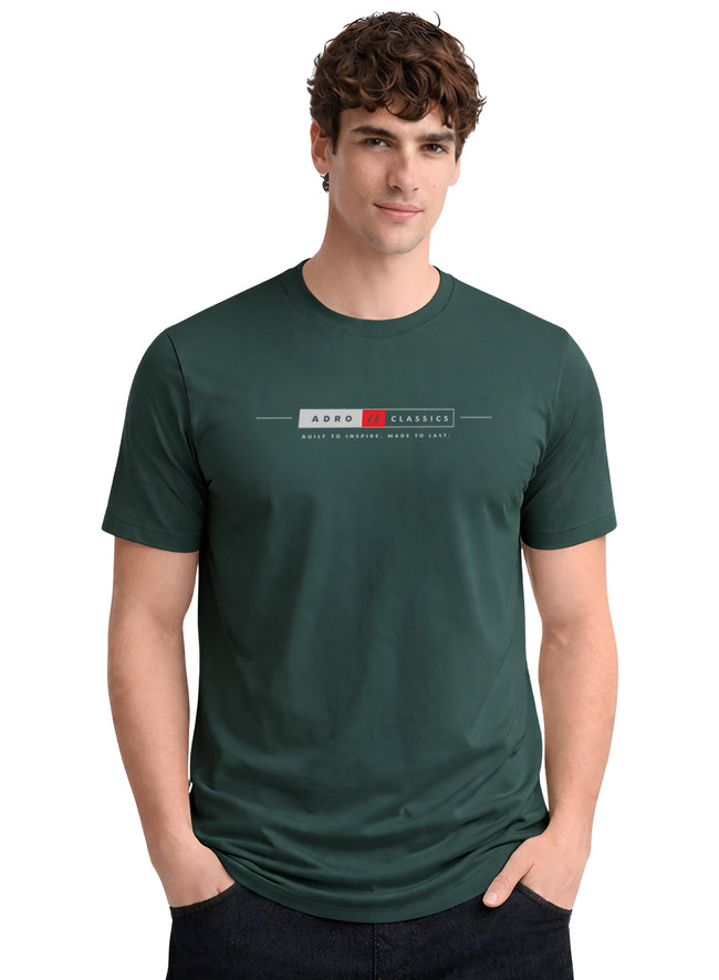 Men Green Classic Printed T-Shirt