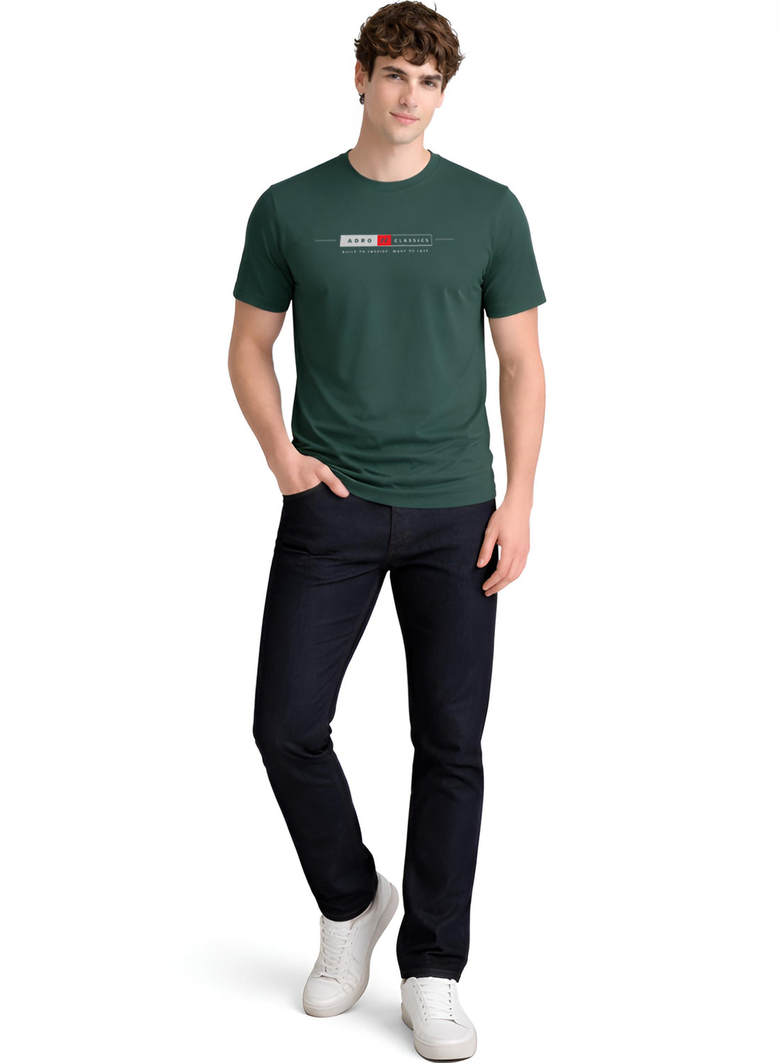 Men Green Classic Printed T-Shirt