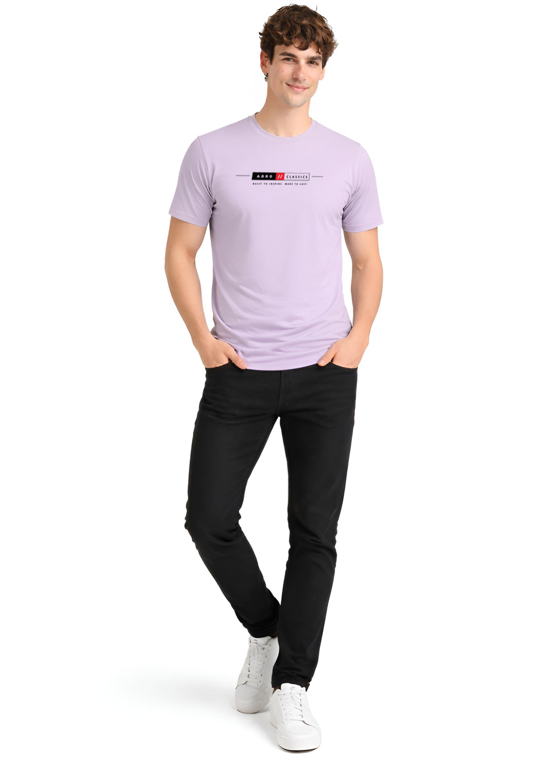 Men Lilac Classic Printed T-Shirt