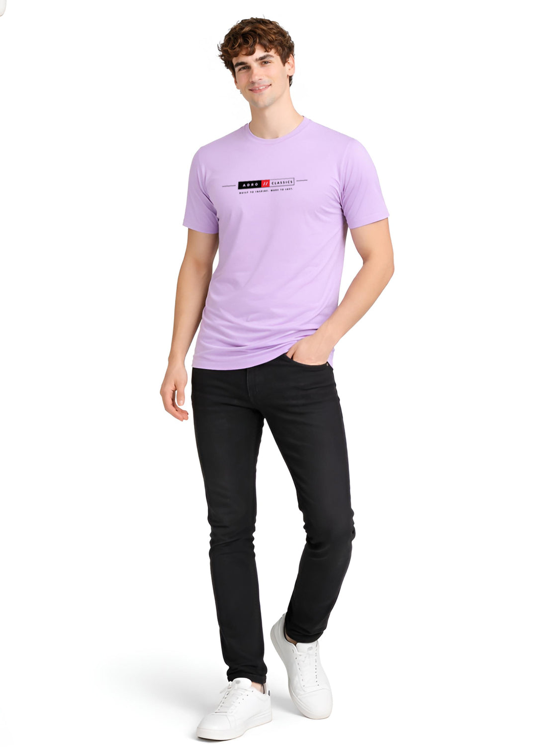 Men Lavender Classic Printed T-Shirt