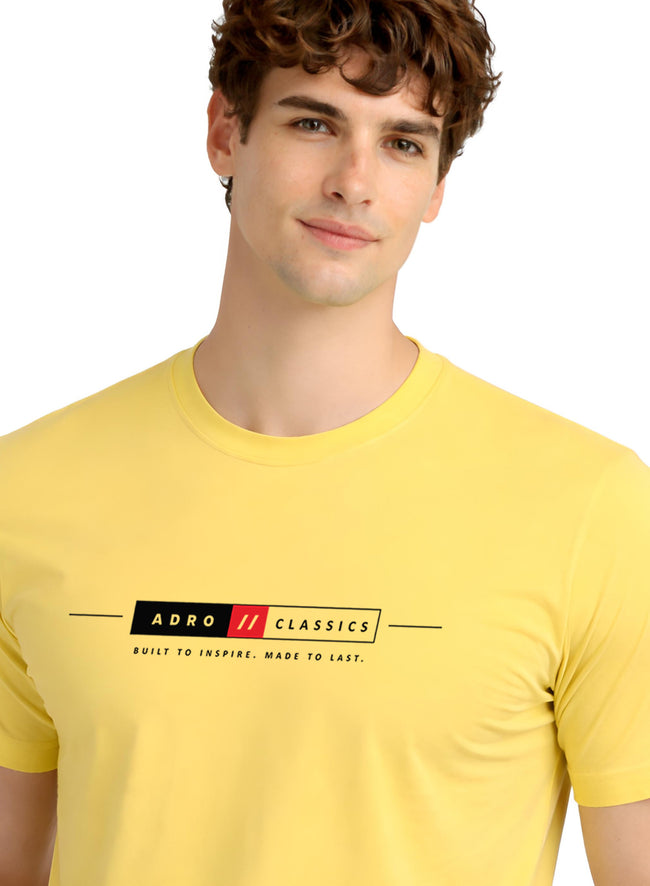 Men Yellow Classic Printed T-Shirt