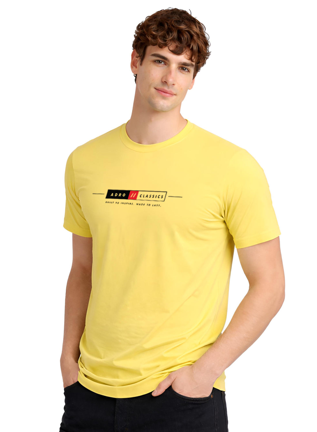 Men Yellow Classic Printed T-Shirt