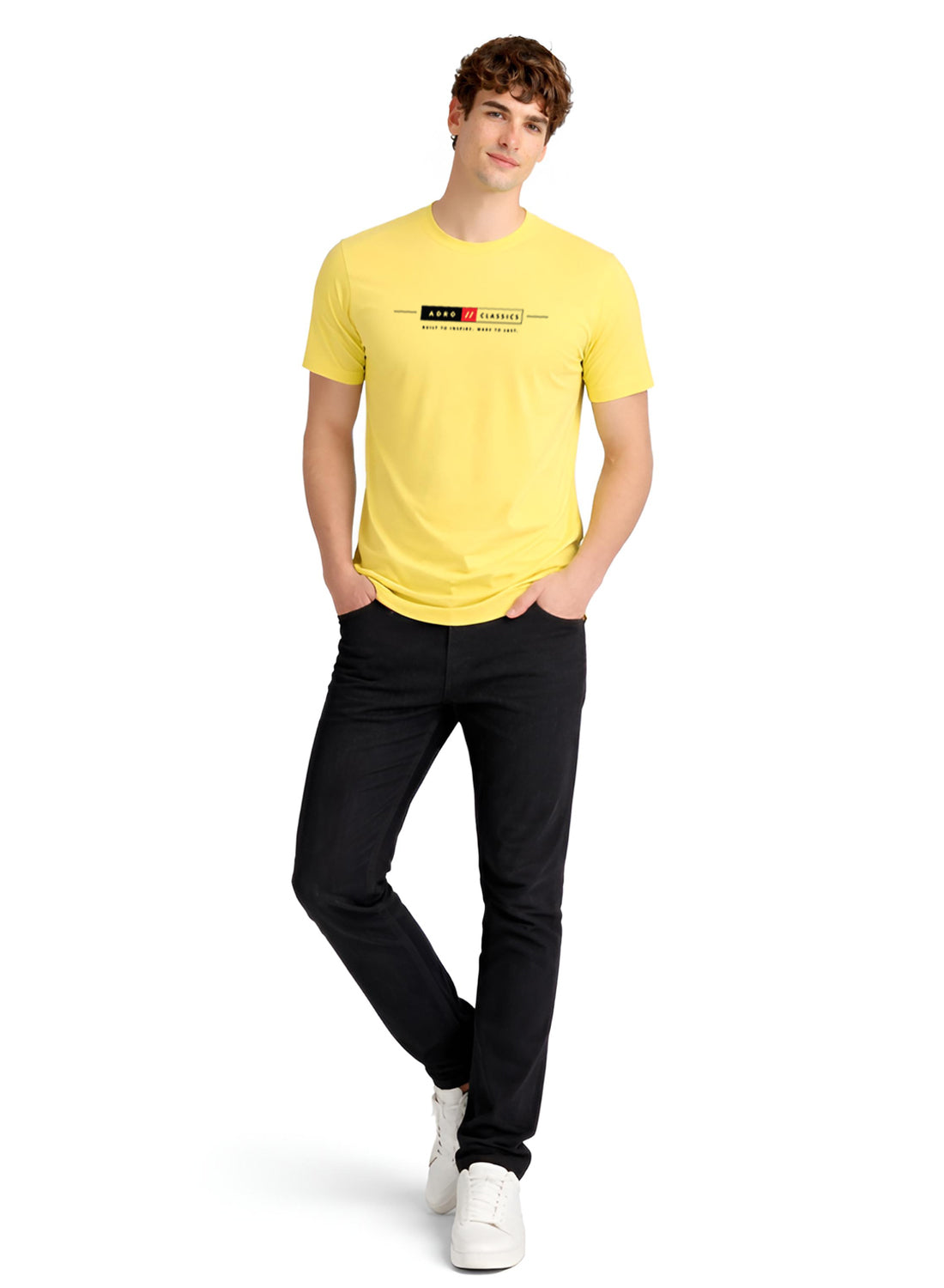 Men Yellow Classic Printed T-Shirt