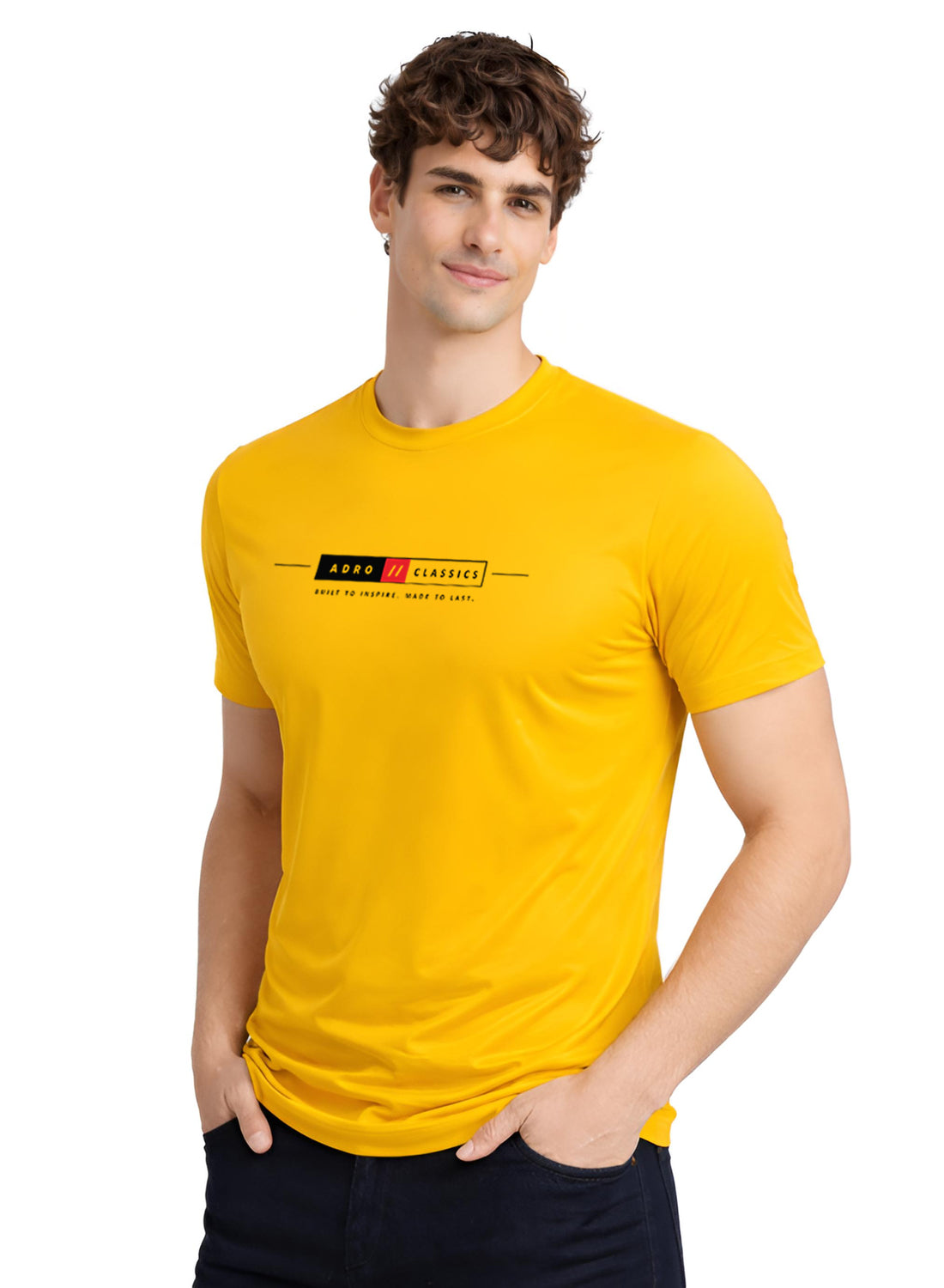 Men Mustard Classic Printed T-Shirt