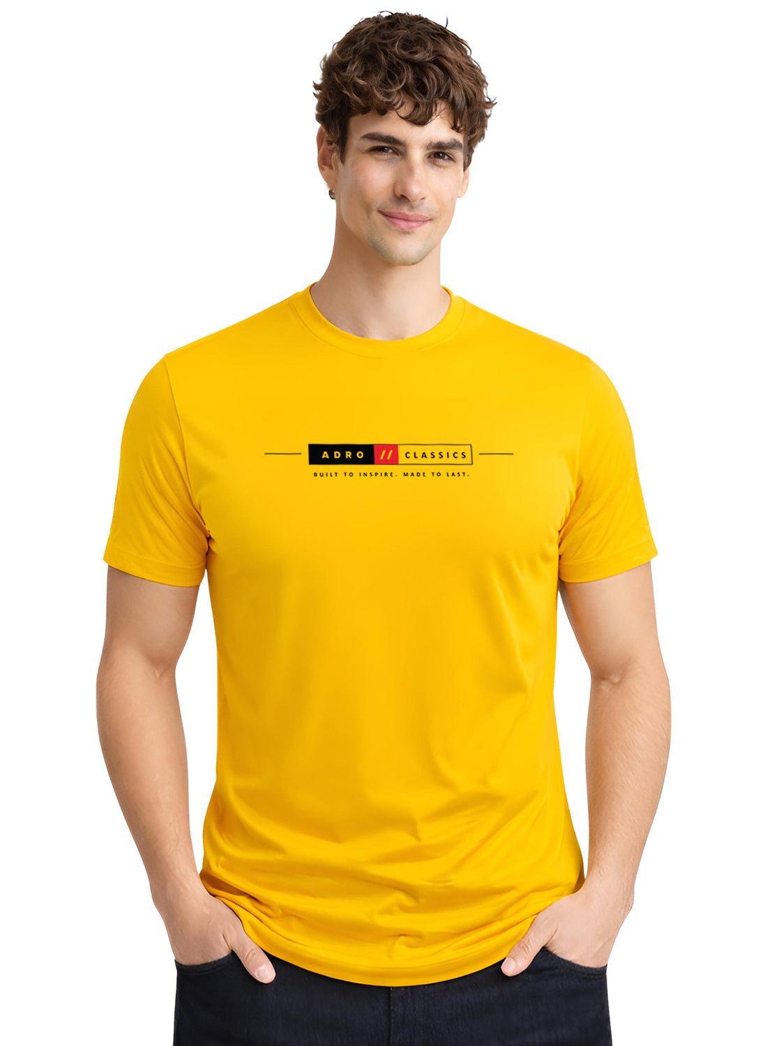 Men Mustard Classic Printed T-Shirt