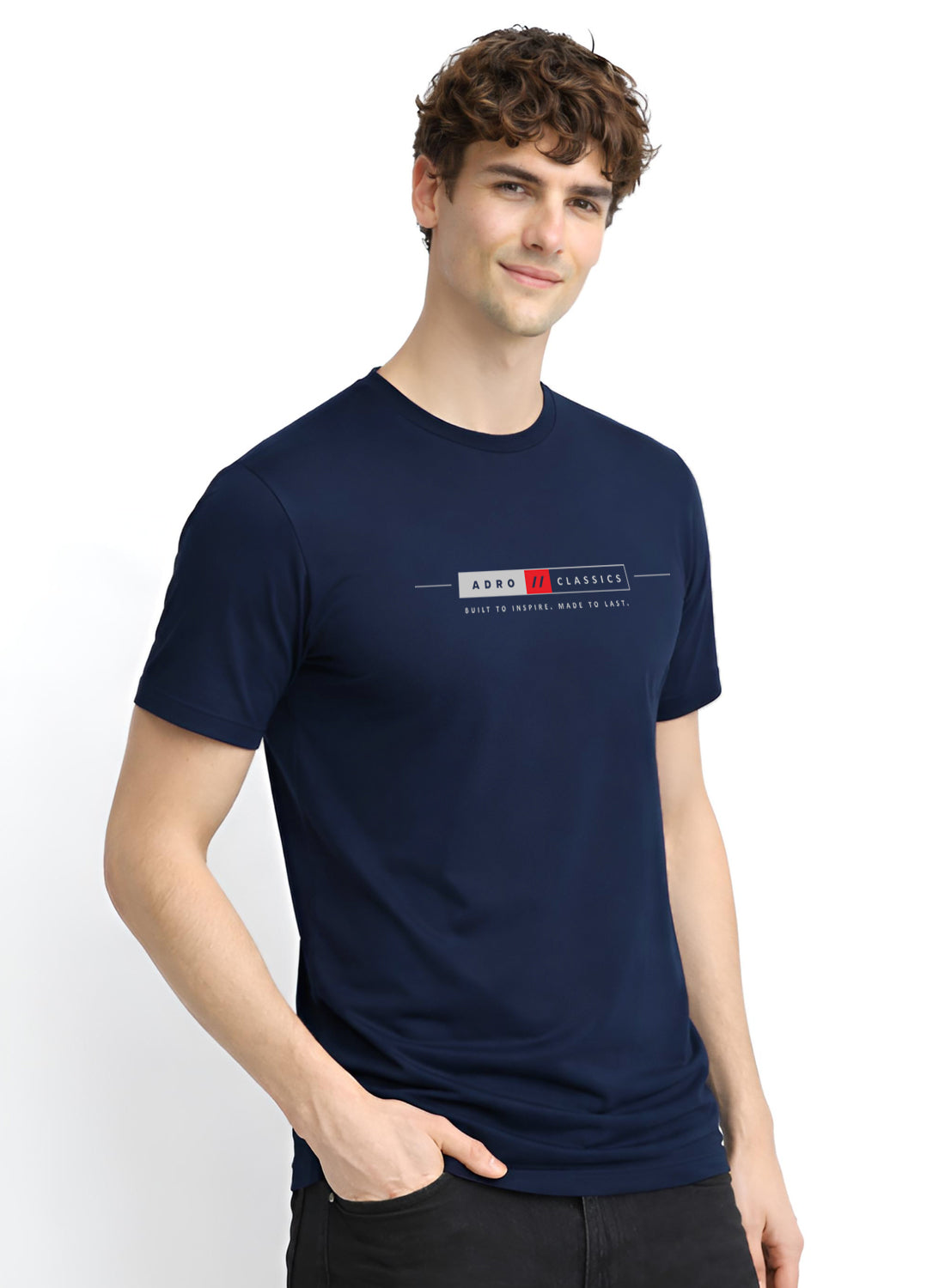 Men Navy Classic Printed T-Shirt