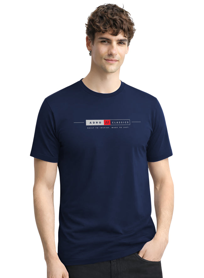 Men Navy Classic Printed T-Shirt