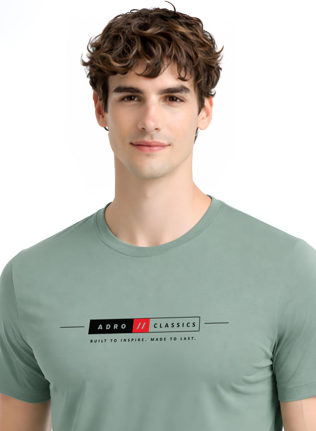 Men Green Classic Printed T-Shirt