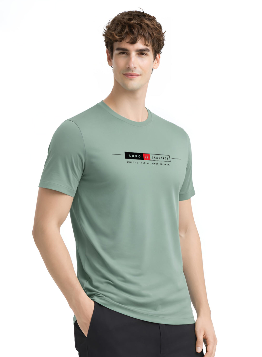 Men Green Classic Printed T-Shirt