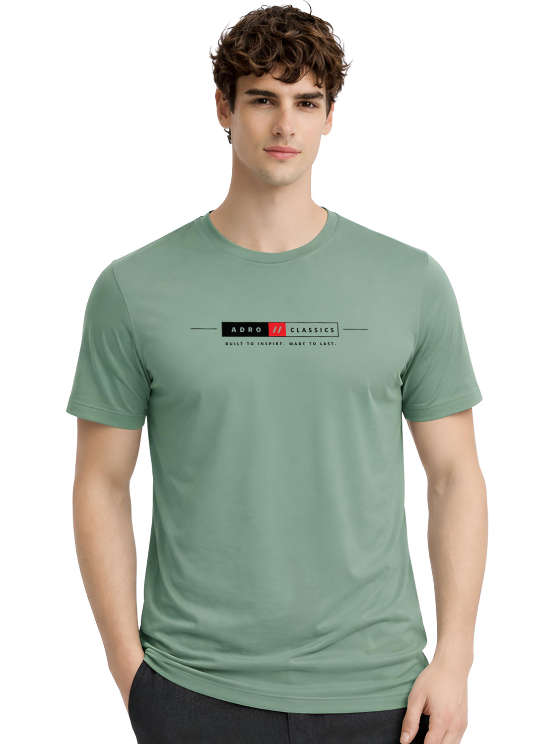 Men Green Classic Printed T-Shirt