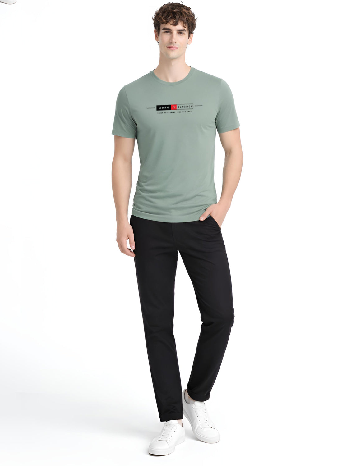 Men Green Classic Printed T-Shirt