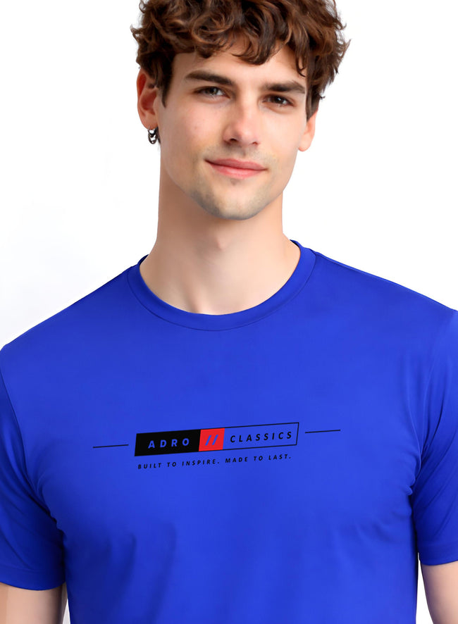 Men Blue Classic Printed T-Shirt
