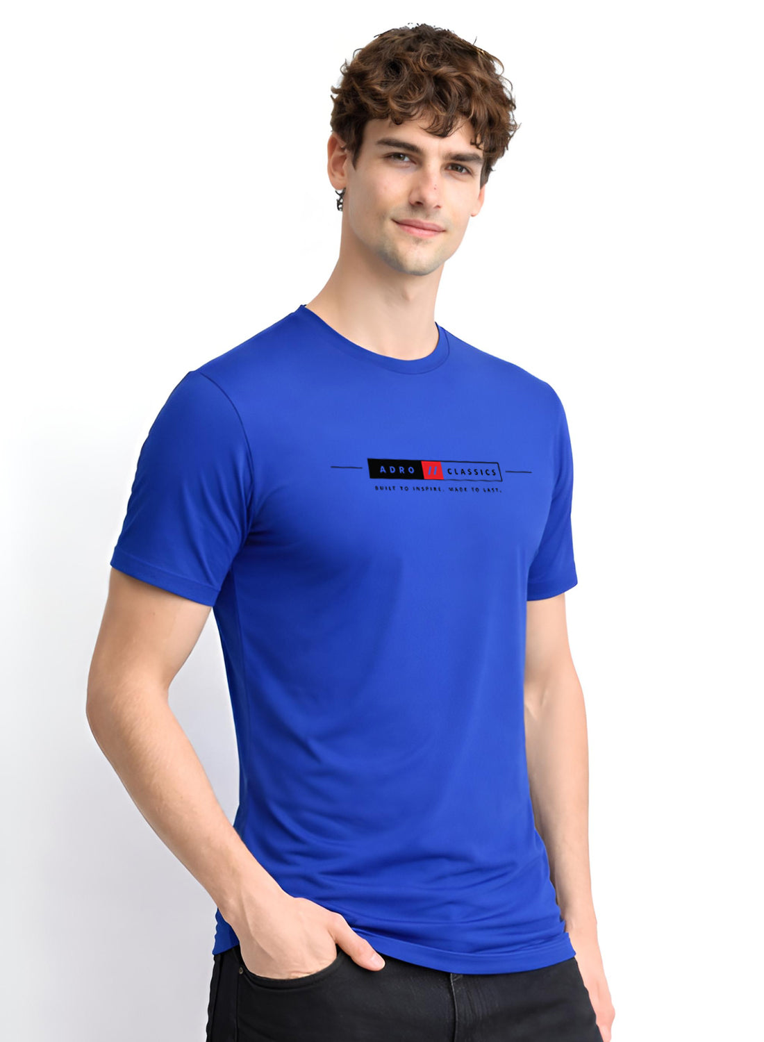 Men Blue Classic Printed T-Shirt