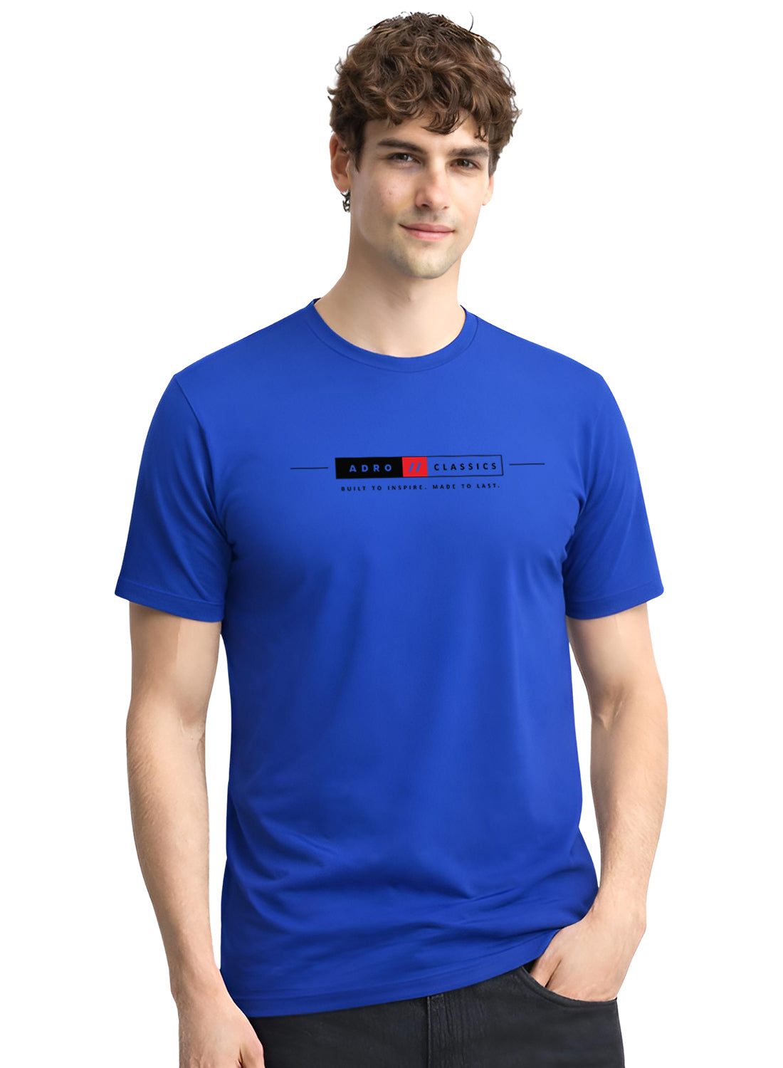 Men Blue Classic Printed T-Shirt