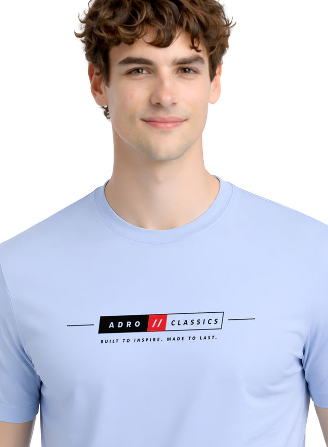 Men Blue Classic Printed T-Shirt