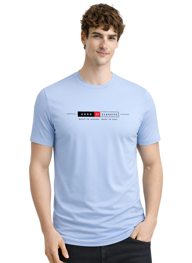Men Blue Classic Printed T-Shirt