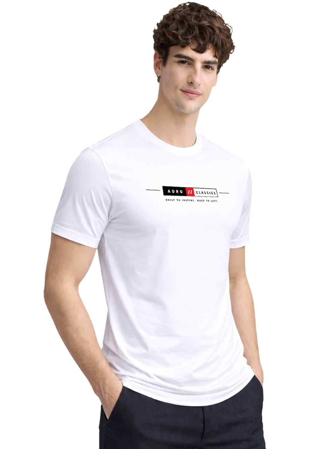Men White Classic Printed T-Shirt