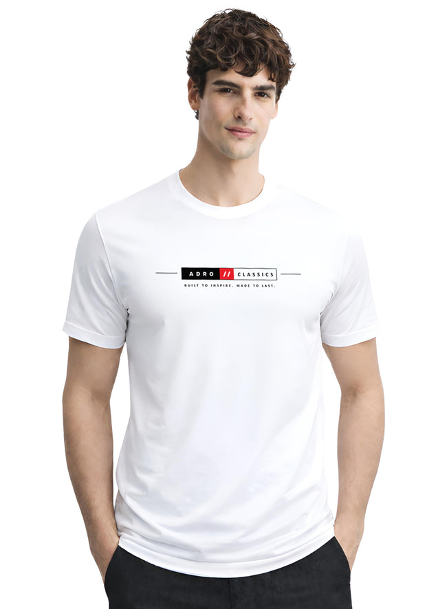 Men White Classic Printed T-Shirt