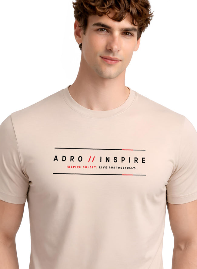 Men Beige Signature Printed T-Shirt