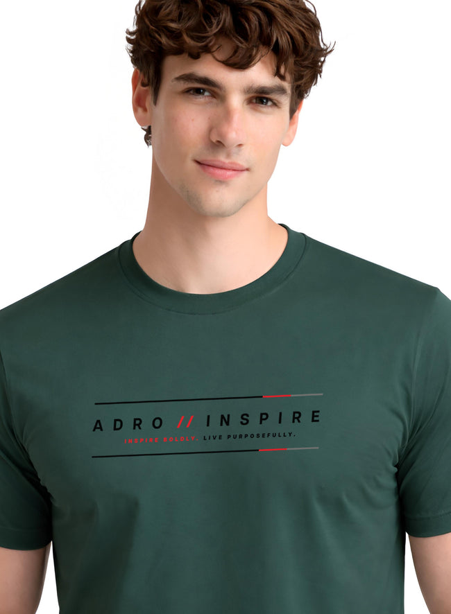 Men Green Signature Printed T-Shirt