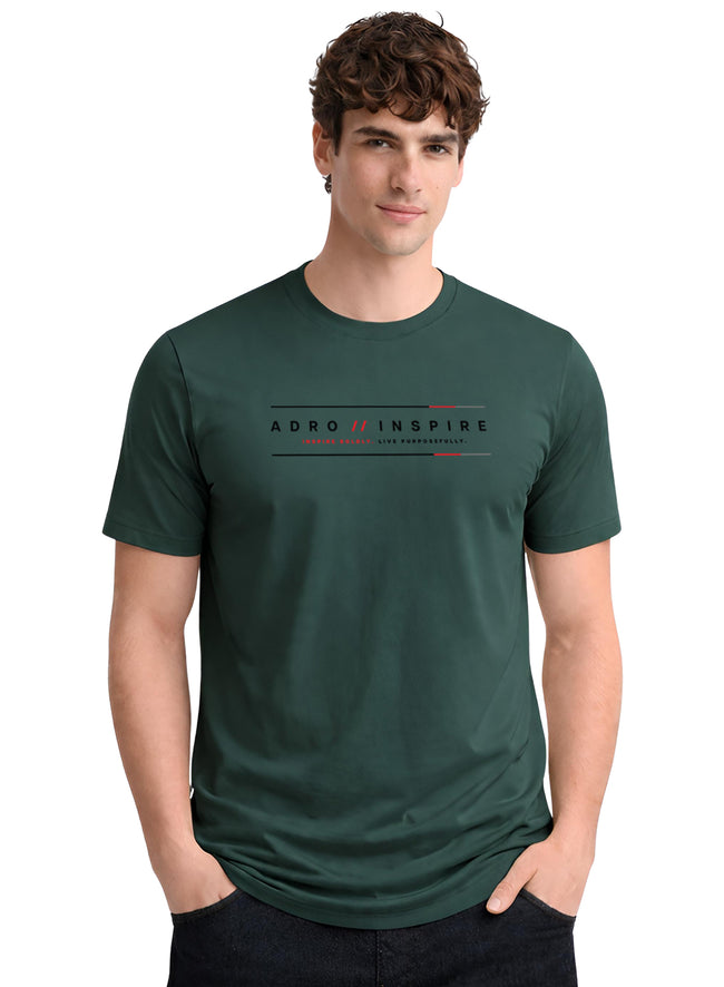 Men Green Signature Printed T-Shirt