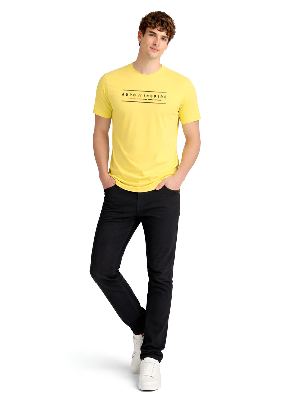 Men Yellow Signature Printed T-Shirt