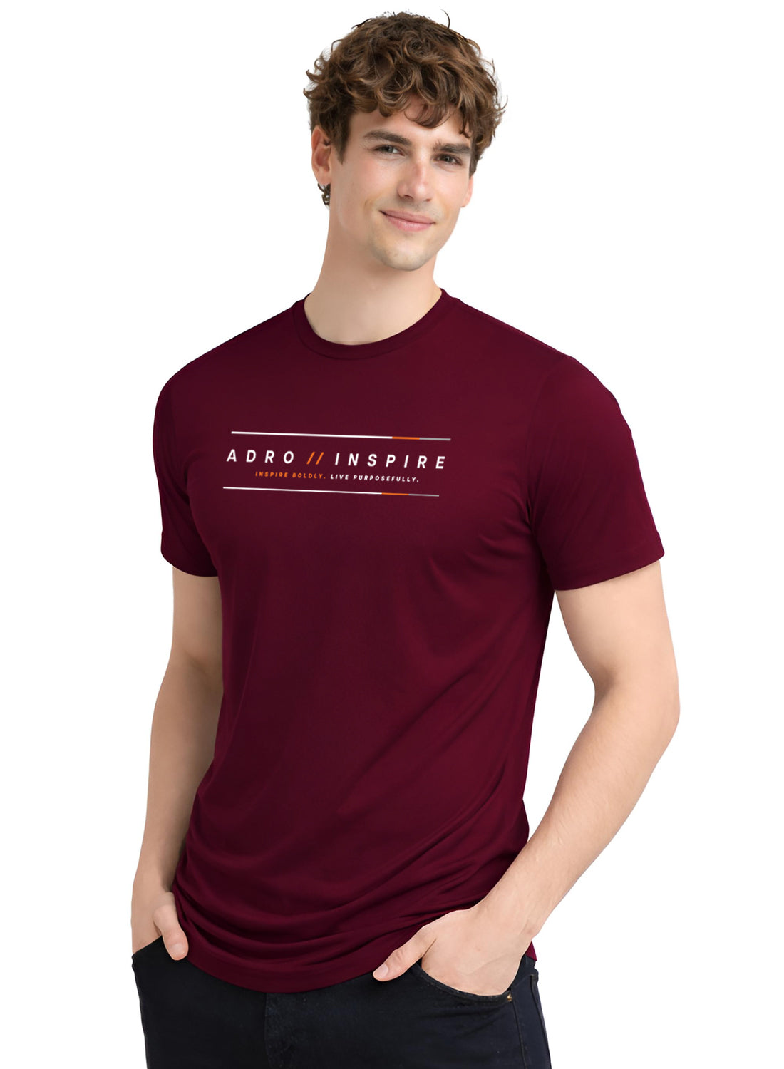 Men Maroon Signature Printed T-Shirt