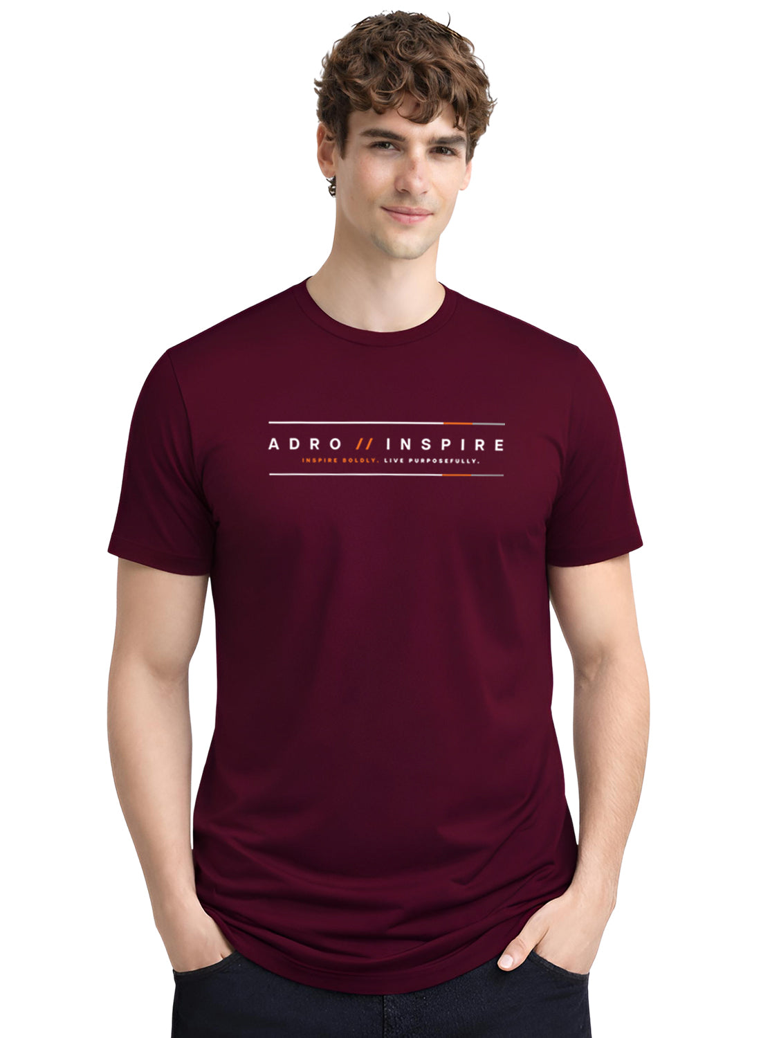 Men Maroon Signature Printed T-Shirt
