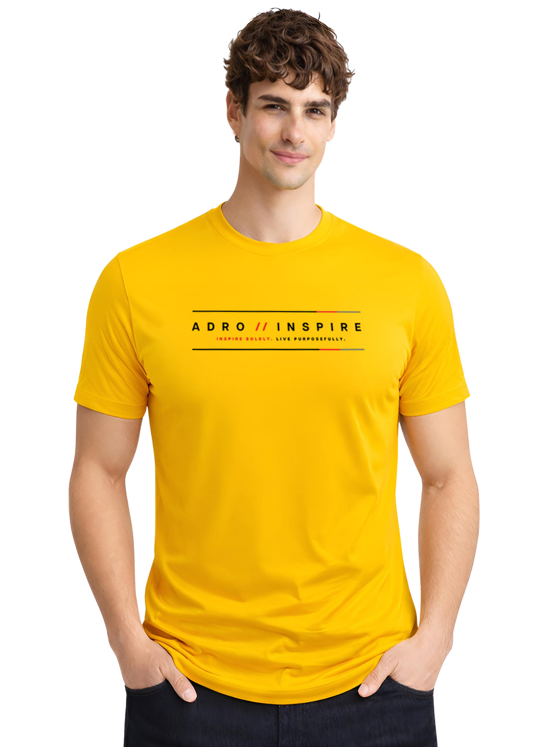 Men Mustard Signature Printed T-Shirt