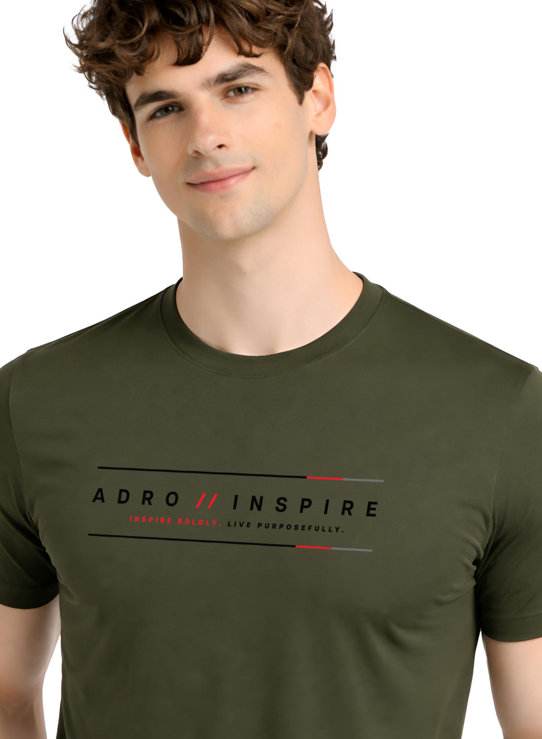 Men Olive Signature Printed T-Shirt