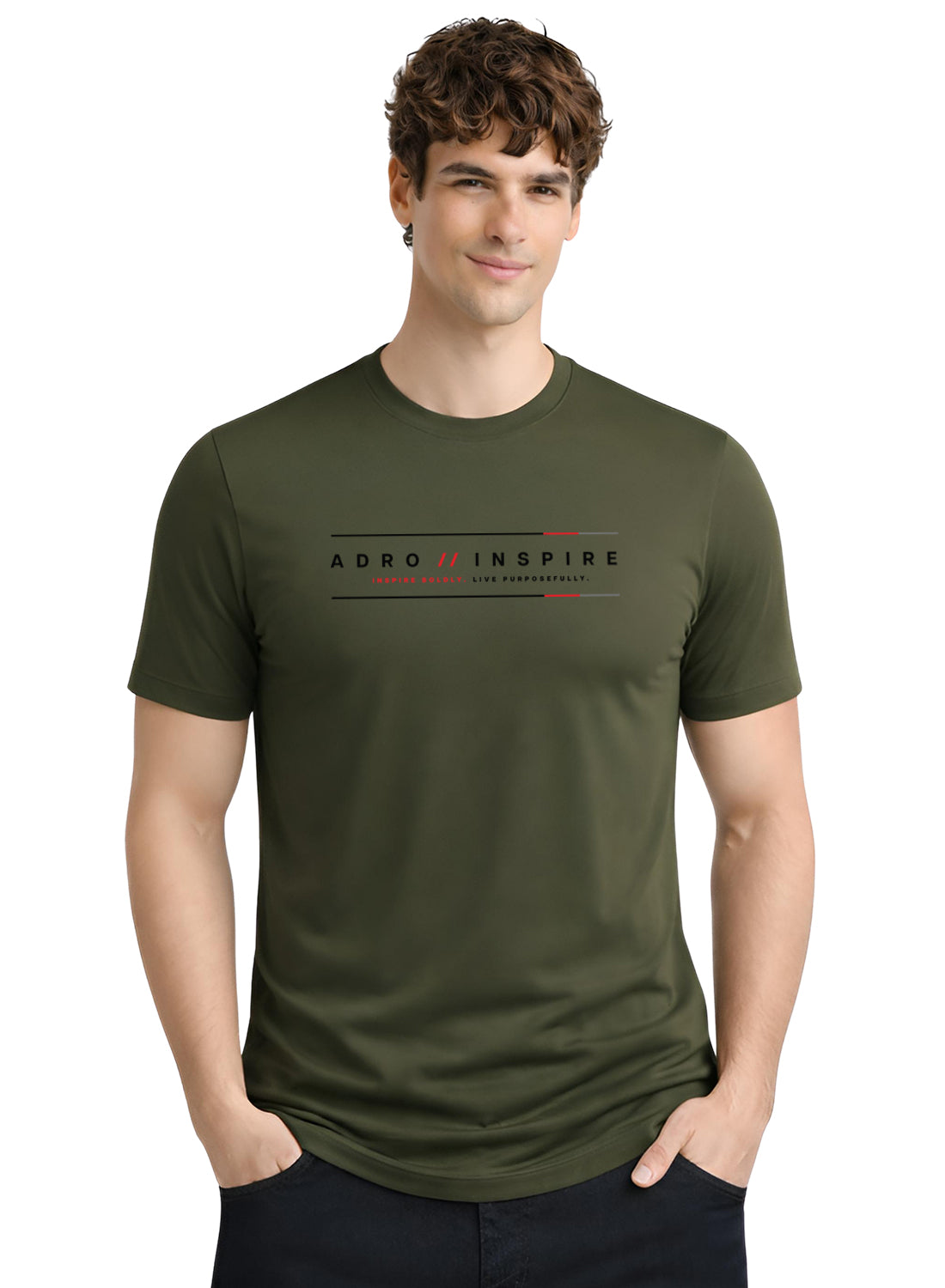 Men Olive Signature Printed T-Shirt