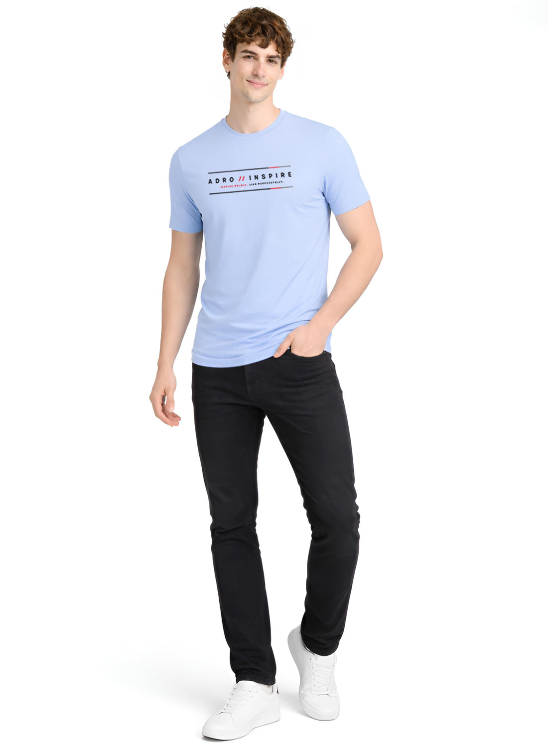 Men Blue Signature Printed T-Shirt