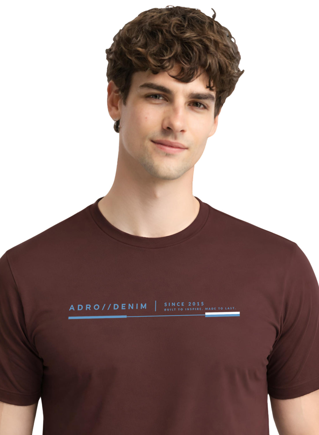 Men Brown Cotton Printed  T-Shirt