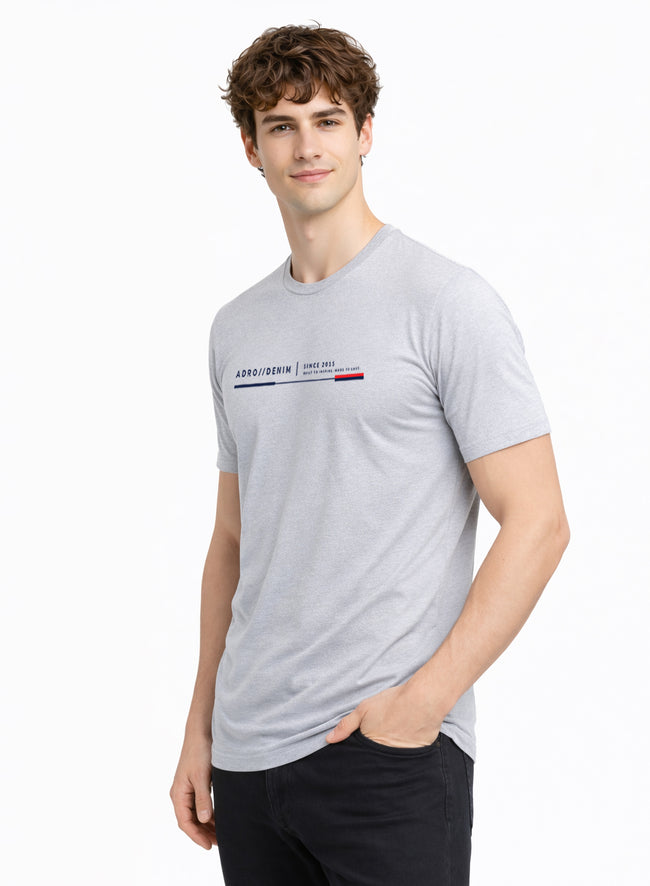 Men Grey Cotton Printed  T-Shirt