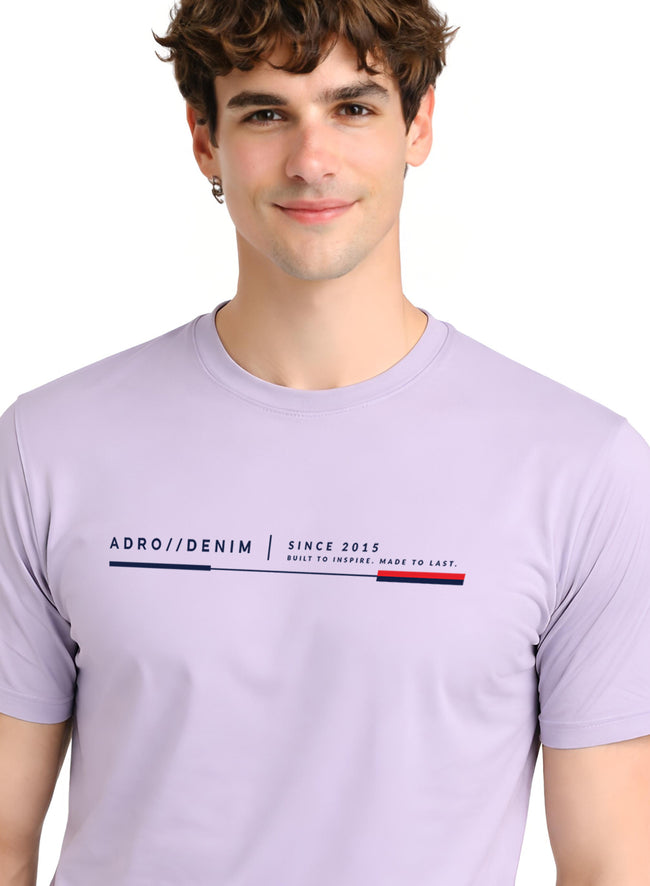 Men Lilac Cotton Printed  T-Shirt
