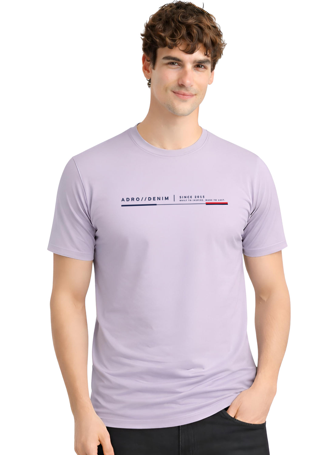 Men Lilac Cotton Printed  T-Shirt